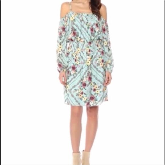 Ella Moon Off The Shoulder Floral Dress Smocked Long Sleeve MIDI Dress S NWT - Picture 2 of 8